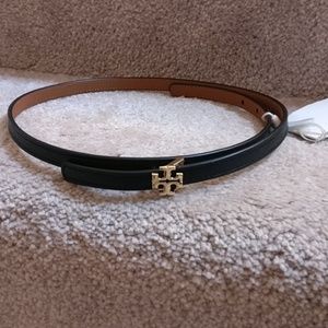 TORY BURCH Reversible Logo Belt 1/2" Black/Brown